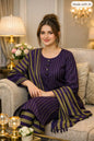 Purple & Olive Green Khaddar 3-Piece Suit