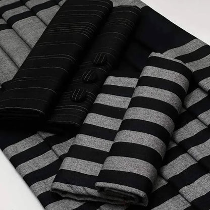 Black & Grey Khaddar 3-Piece Suit