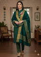 Emerald Green & Golden Khaddar 3-Piece Suit