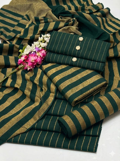 Emerald Green & Golden Khaddar 3-Piece Suit